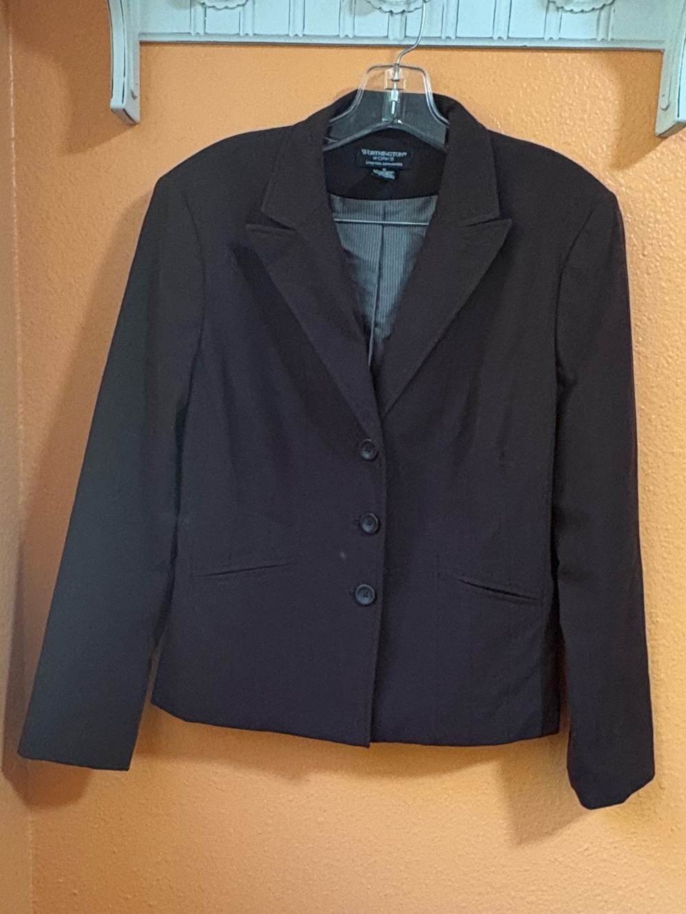 Worthington Dark Chocolate Brown 3-Button Tailored Blazer Jacket